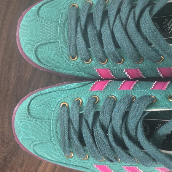 Pre owned.  No box .Adidas x Gucci Gazelle Green Sneakers. Size 9 MAN - Picture 7 of 10